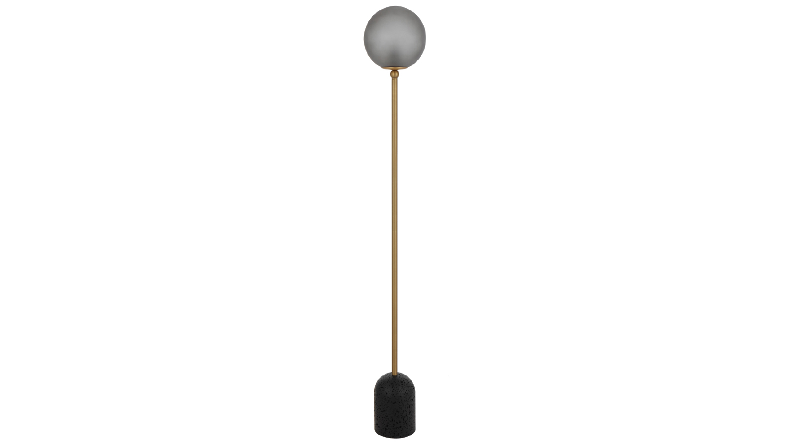 Pretty & Practical Teralux Black Travertine Floor Lamp with Antique Brass and Grey Smoke
