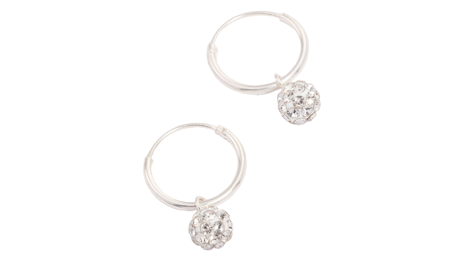 Sterling Silver Crystal Hoop Earrings - 12mm