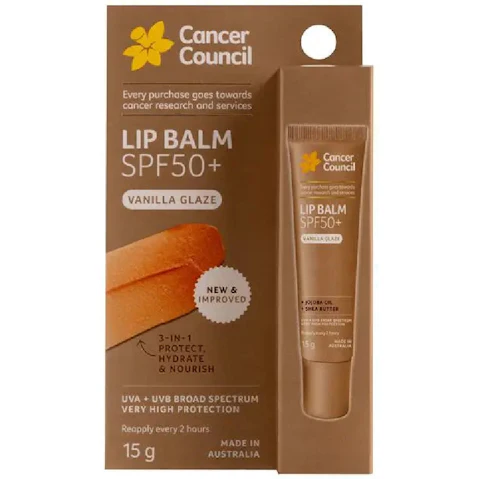 Cancer Council Vanilla SPF 50 Plus Glaze Lip Balm - 15g