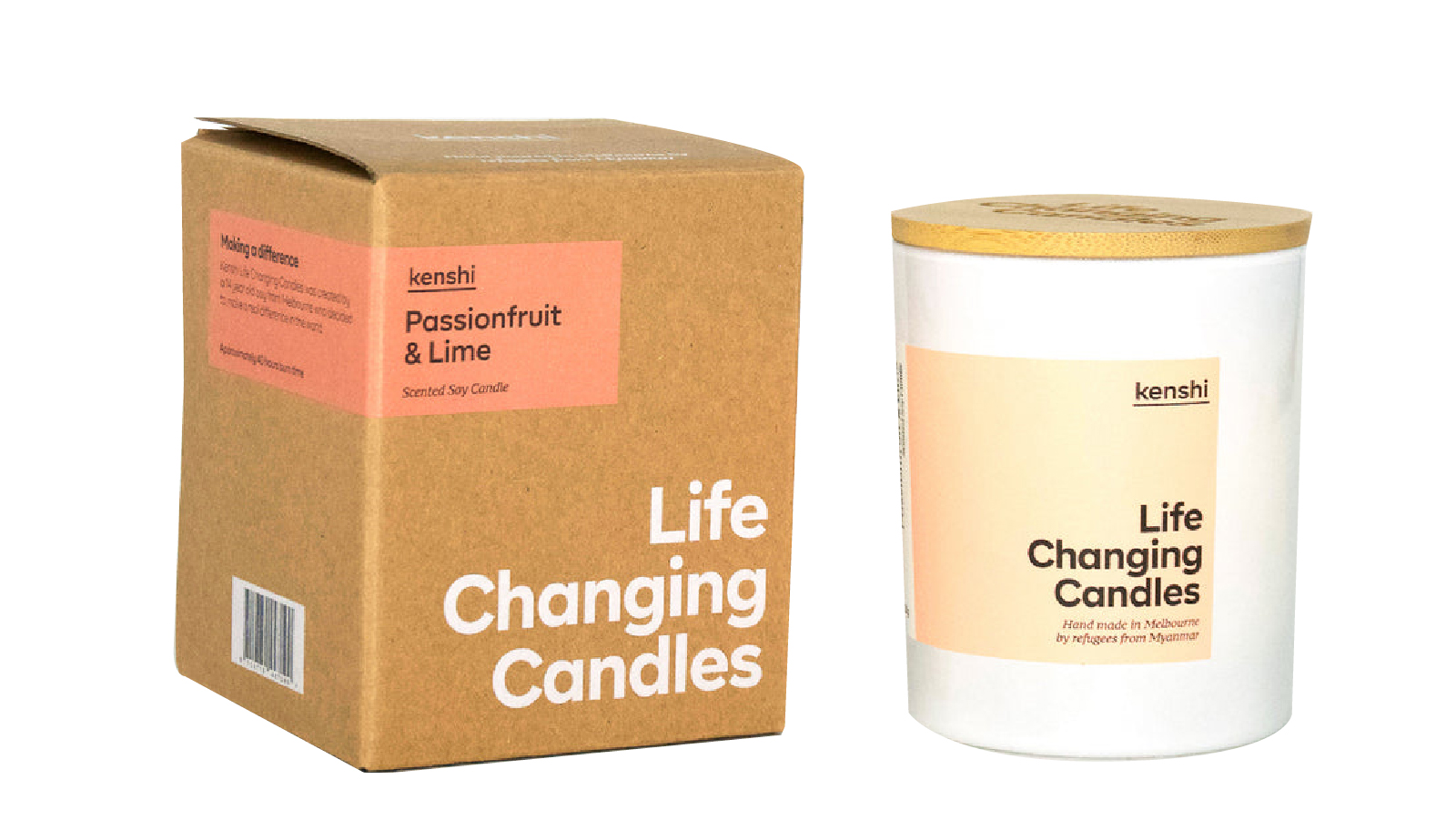 Kenshi Mid Size Scented Soy Candle Passionfruit and Lime - 220g