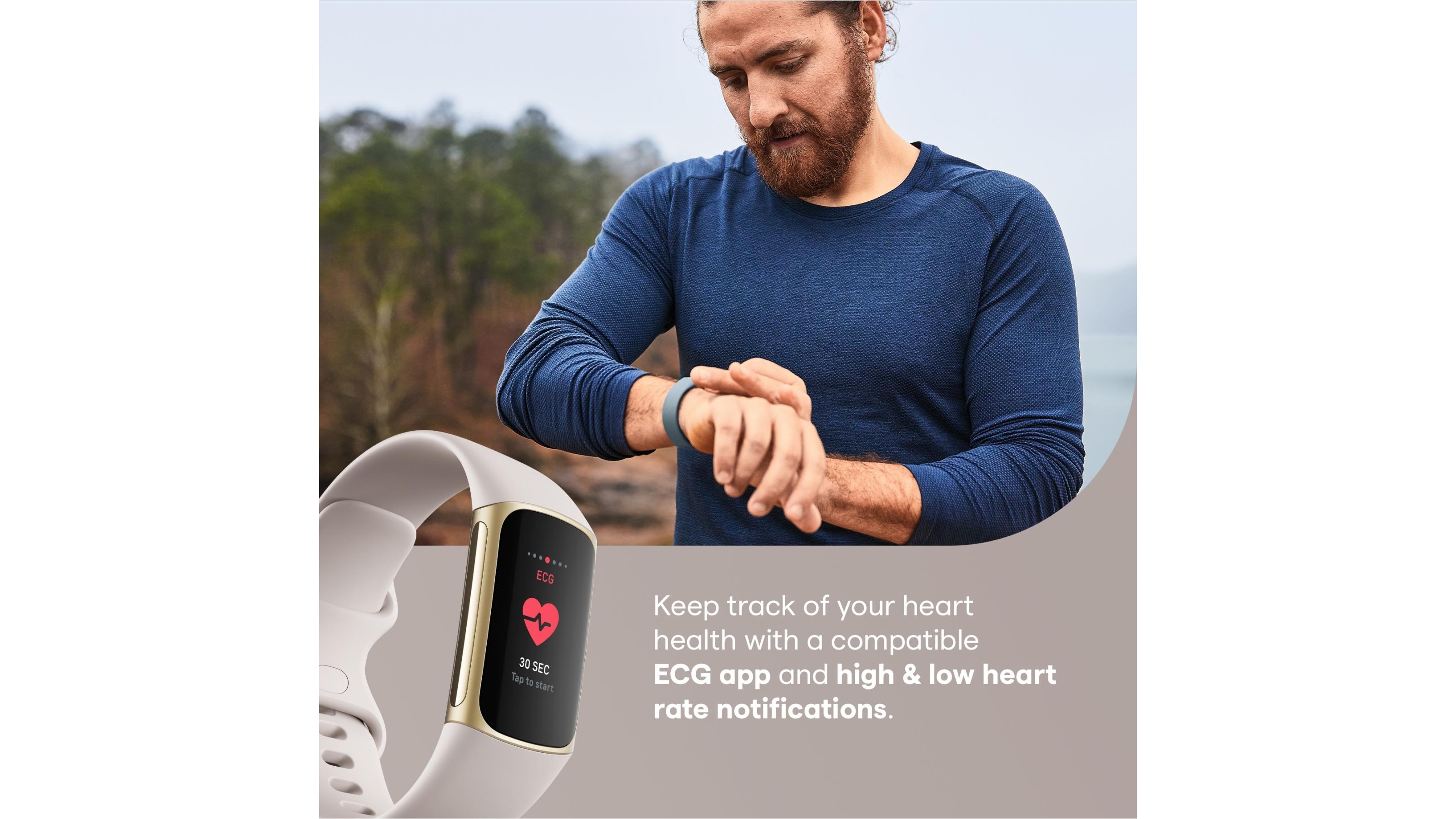 Fitbit Charge 5 Fitness Tracker Lunar White/Soft Gold Harvey Norman