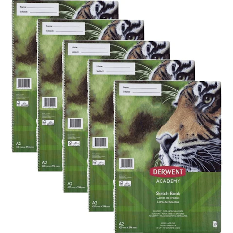 Derwent Pack of 5 Portrait Sketching Drawing A2 Sketch Book
