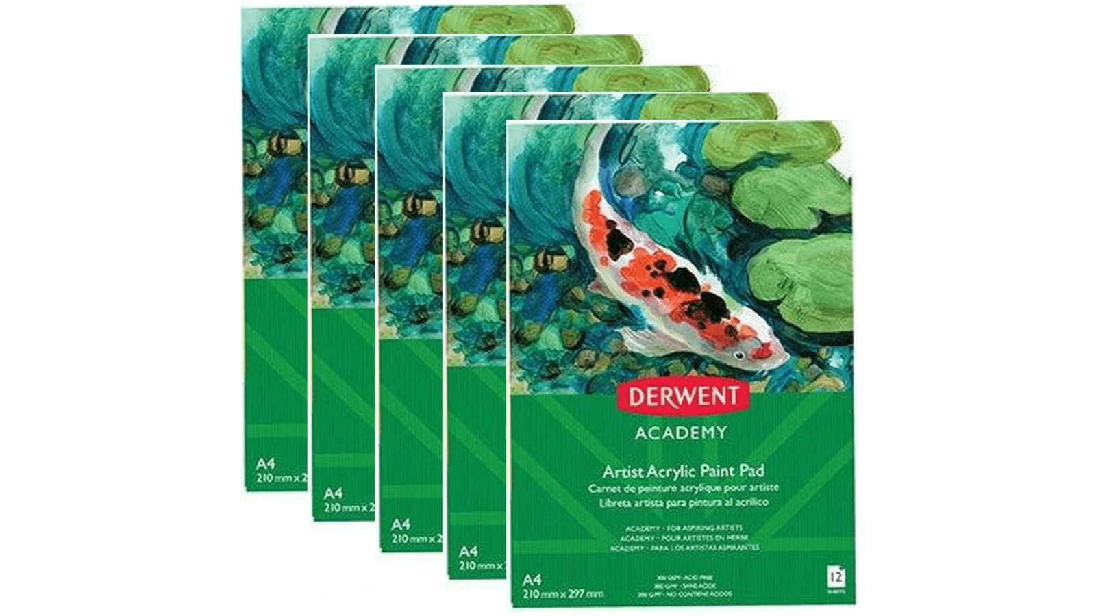 Derwent Pack of 5 Academy Artist Acrylic Portrait 12-Sheet A4 Drawing Pad