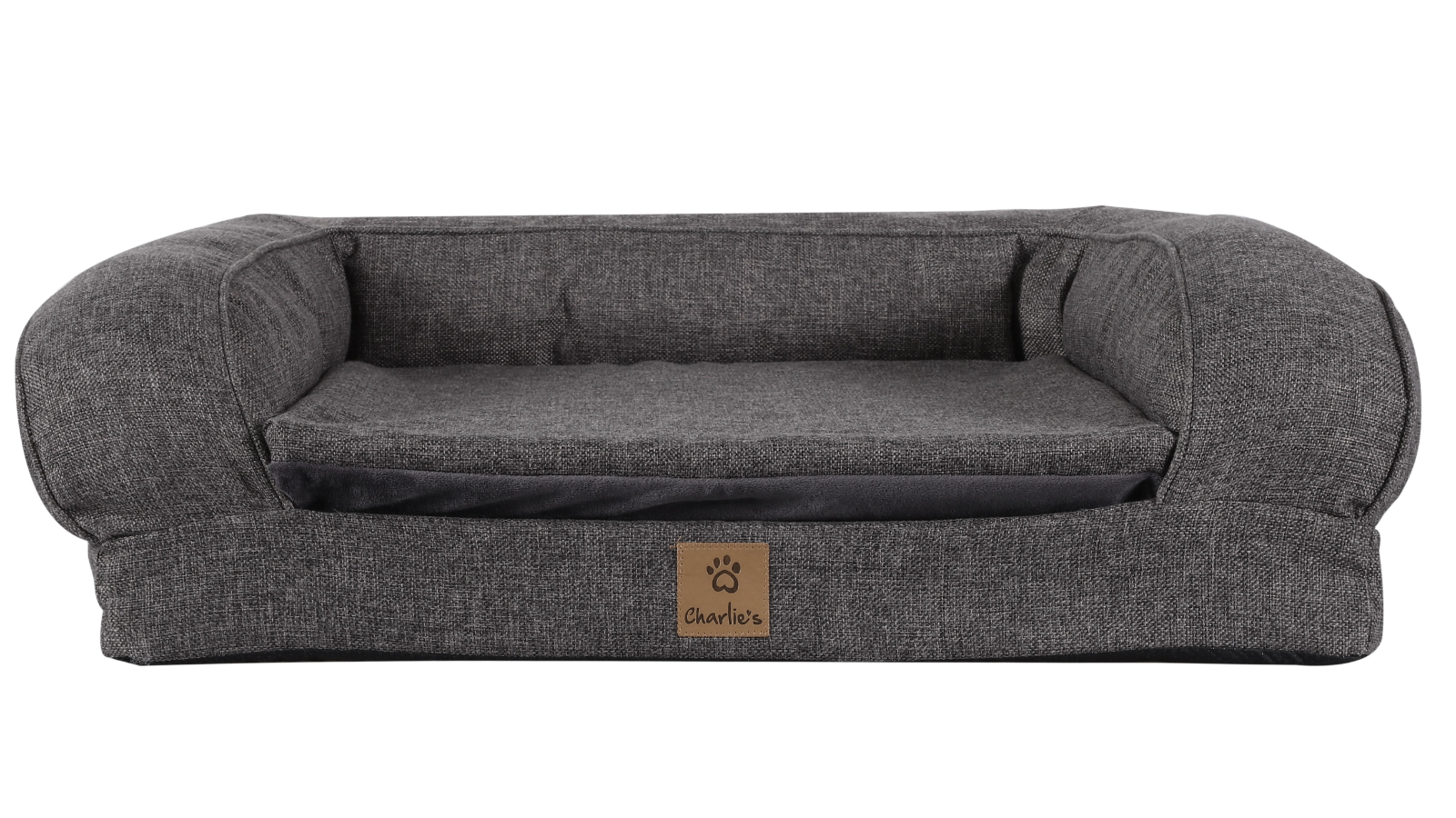 Charlie's Faux Linen Pet Bolster Dark Grey Sofa Lounge - Medium