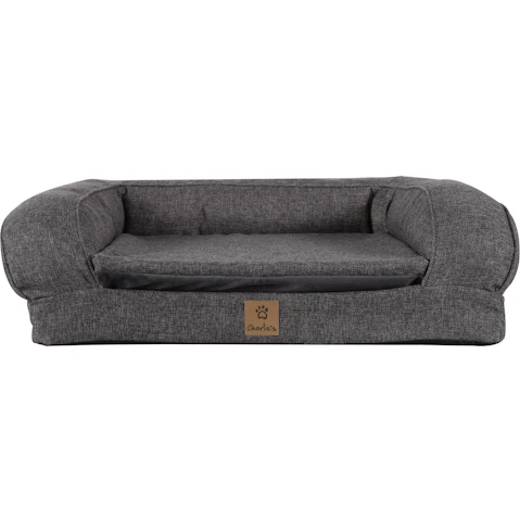 Charlie's Faux Linen Pet Bolster Dark Grey Sofa Lounge - Medium