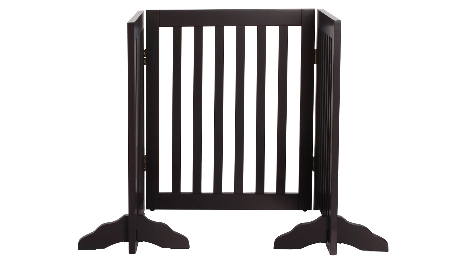 Charlie's Durable Wooden 3 Panel Freestanding Pet Gate Brown Harvey