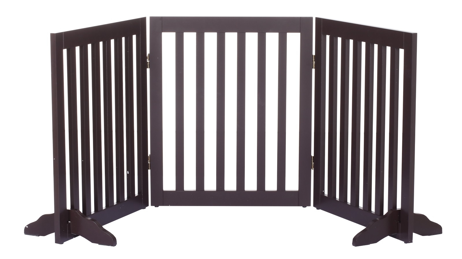 Charlie's Durable Wooden 3 Panel Freestanding Pet Gate Brown Harvey