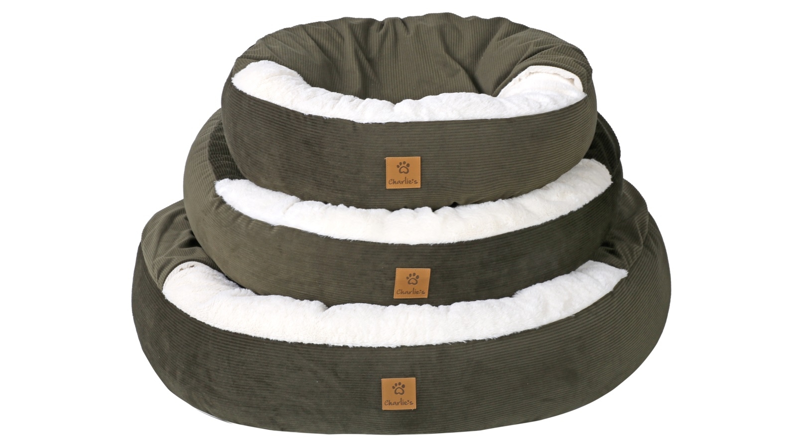 Charlie's Olive Hooded Corduroy Snookie Pet Nest - Small