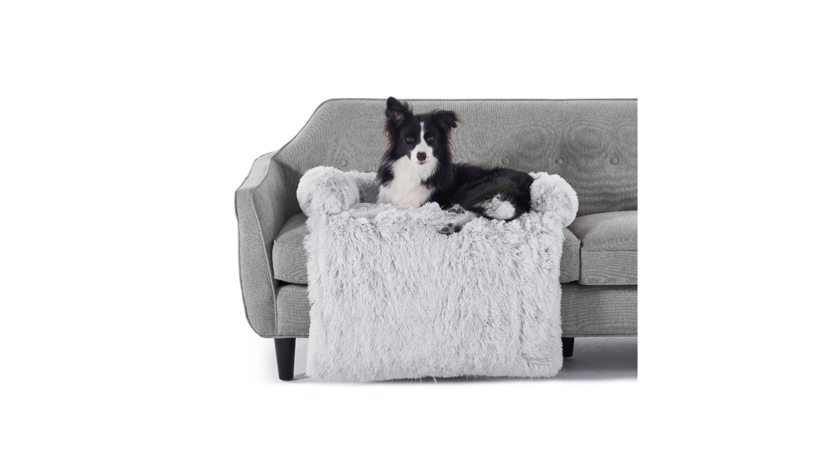 Charlie's Large Shaggy Faux Fur Bolster Sofa Protector Bed - Arctic Grey