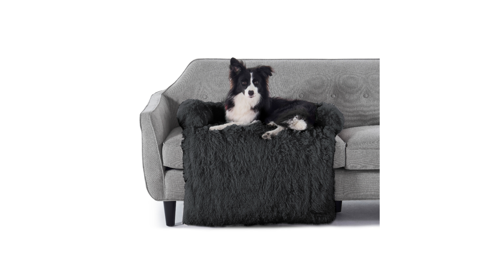 Charlie's Large Shaggy Faux Fur Bolster Sofa Protector Bed - Charcoal