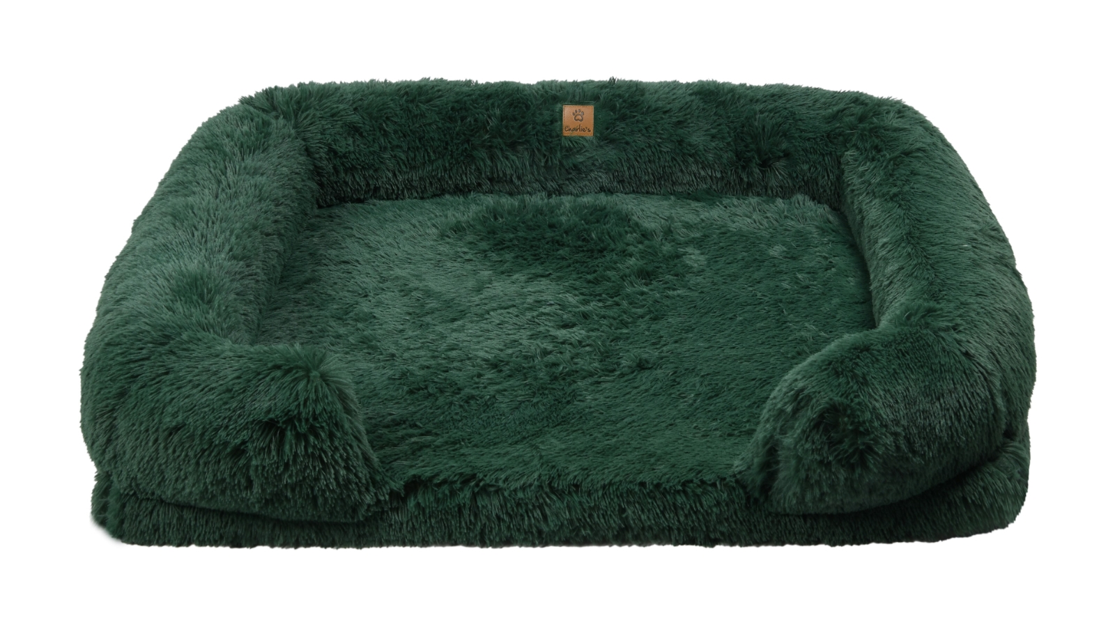 Charlie's Shaggy Faux Fur Memory Foam Sofa Bed Eden Green Large