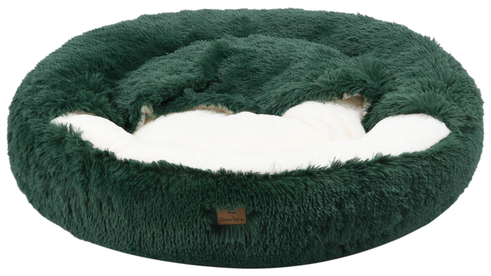 Charlie's Eden Green Snookie Hooded Faux Fur Calming Pet Nest - Large