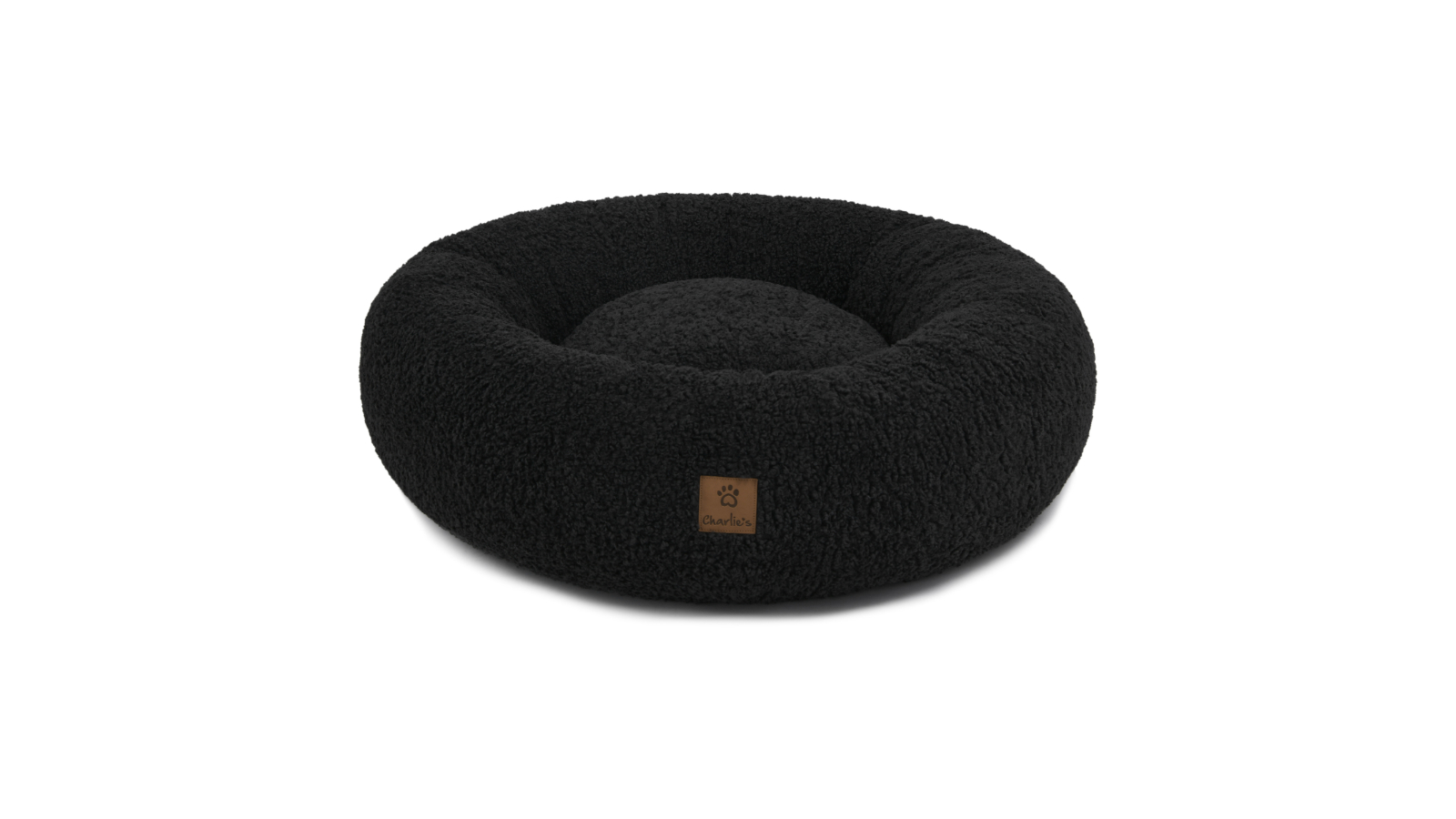 Charlie's Charcoal Teddy Round Donut Bed - Medium