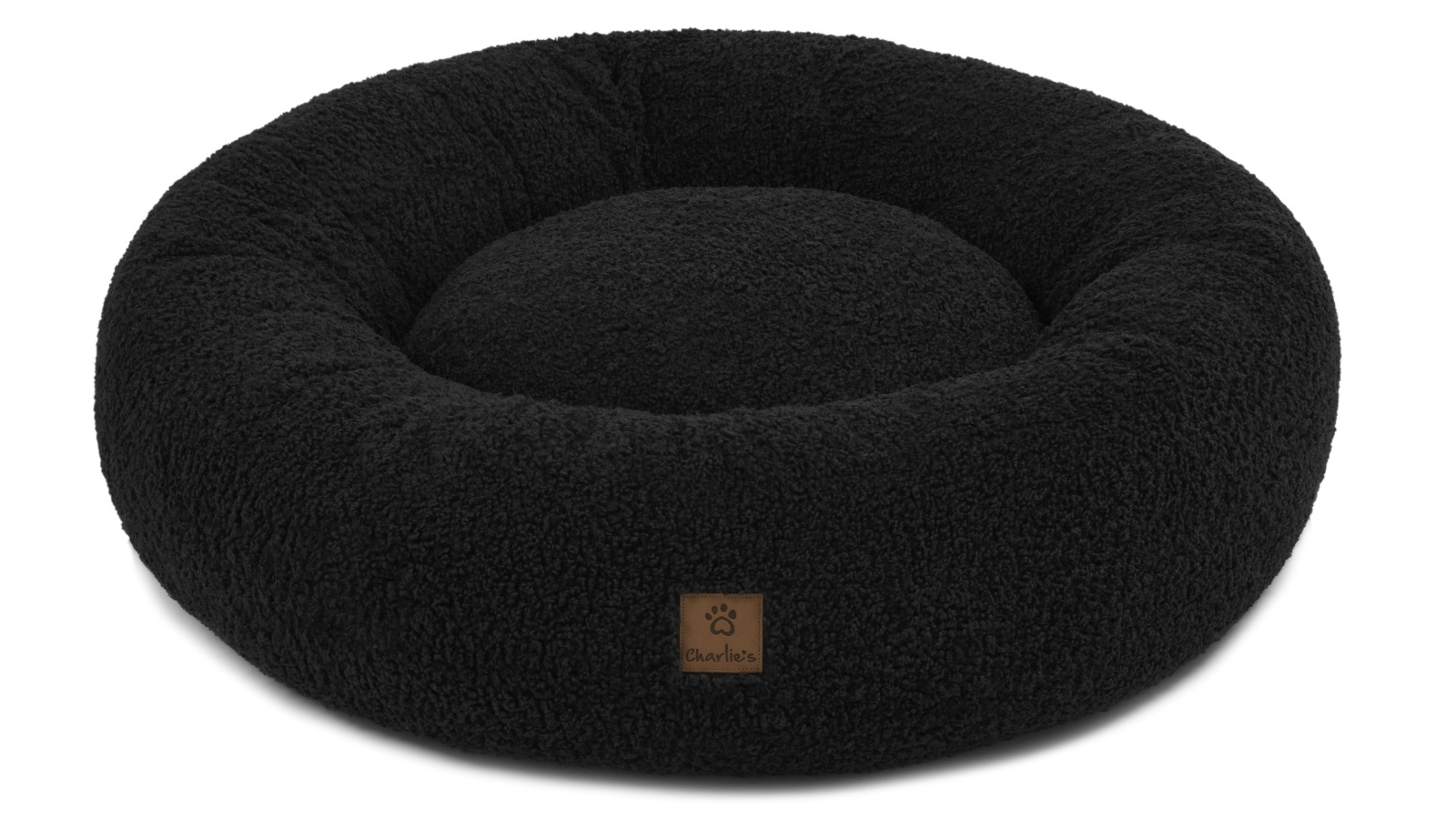 Charlie's Charcoal Teddy Round Donut Bed - Large