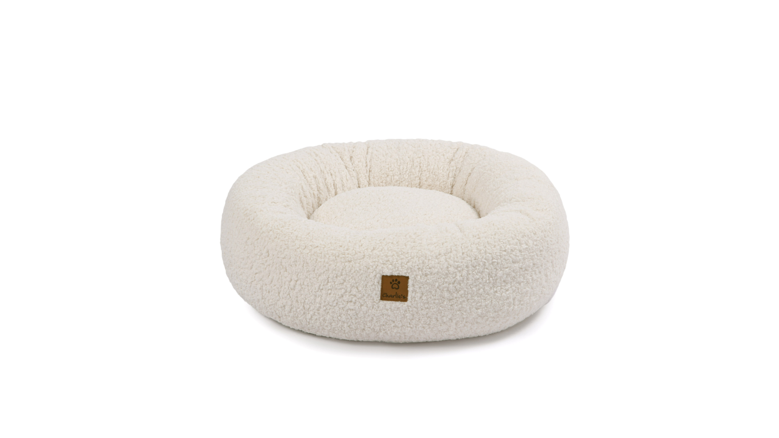 Charlie's Cream Teddy Round Donut Bed - Medium