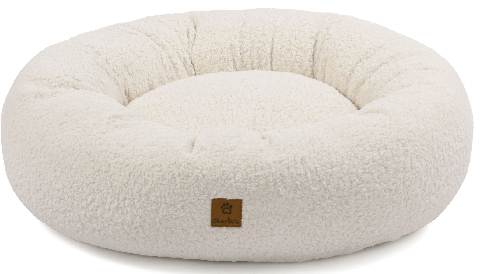 Charlie's Cream Teddy Round Donut Bed - Large