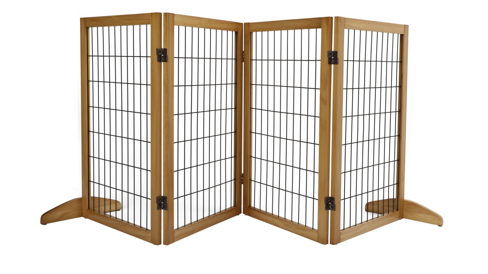 Charlie's Nature Freestanding Wood/Metal Pet Gate Natural Pinewood 4 Panel
