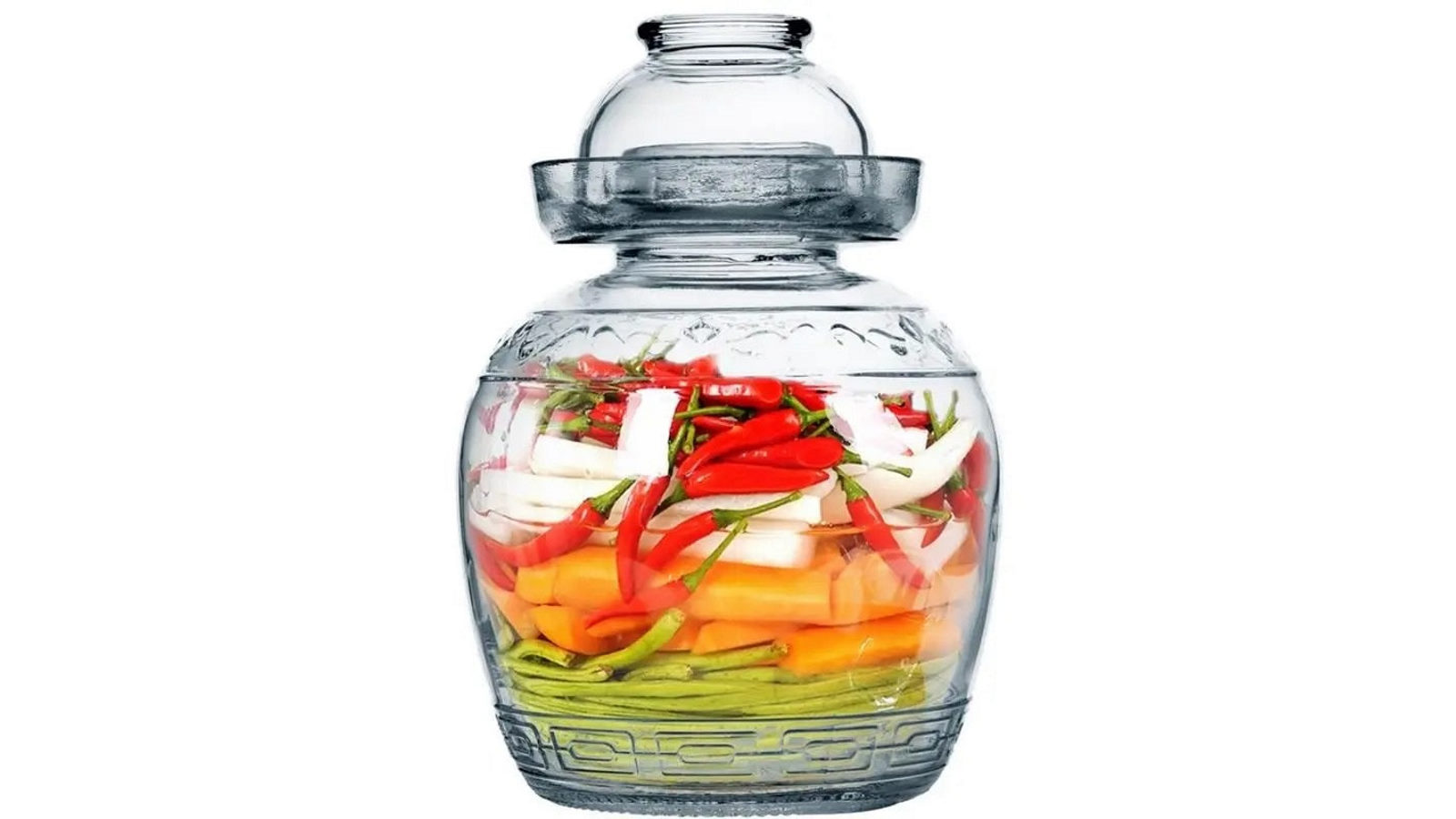 AUPK Chinese Glass Fermenting Jar Pickles Jar for Kimchi Sauerkraut - 5kg