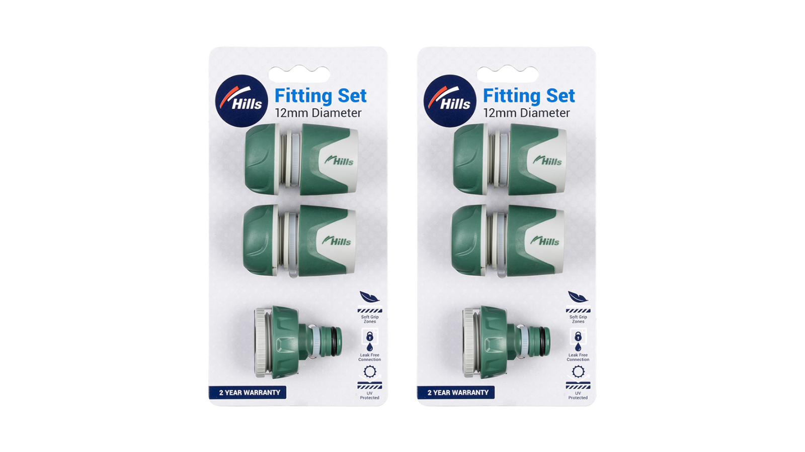 Hills 1.2cm Plastic Garden Watering Hose Fitting Set - Pack of 2