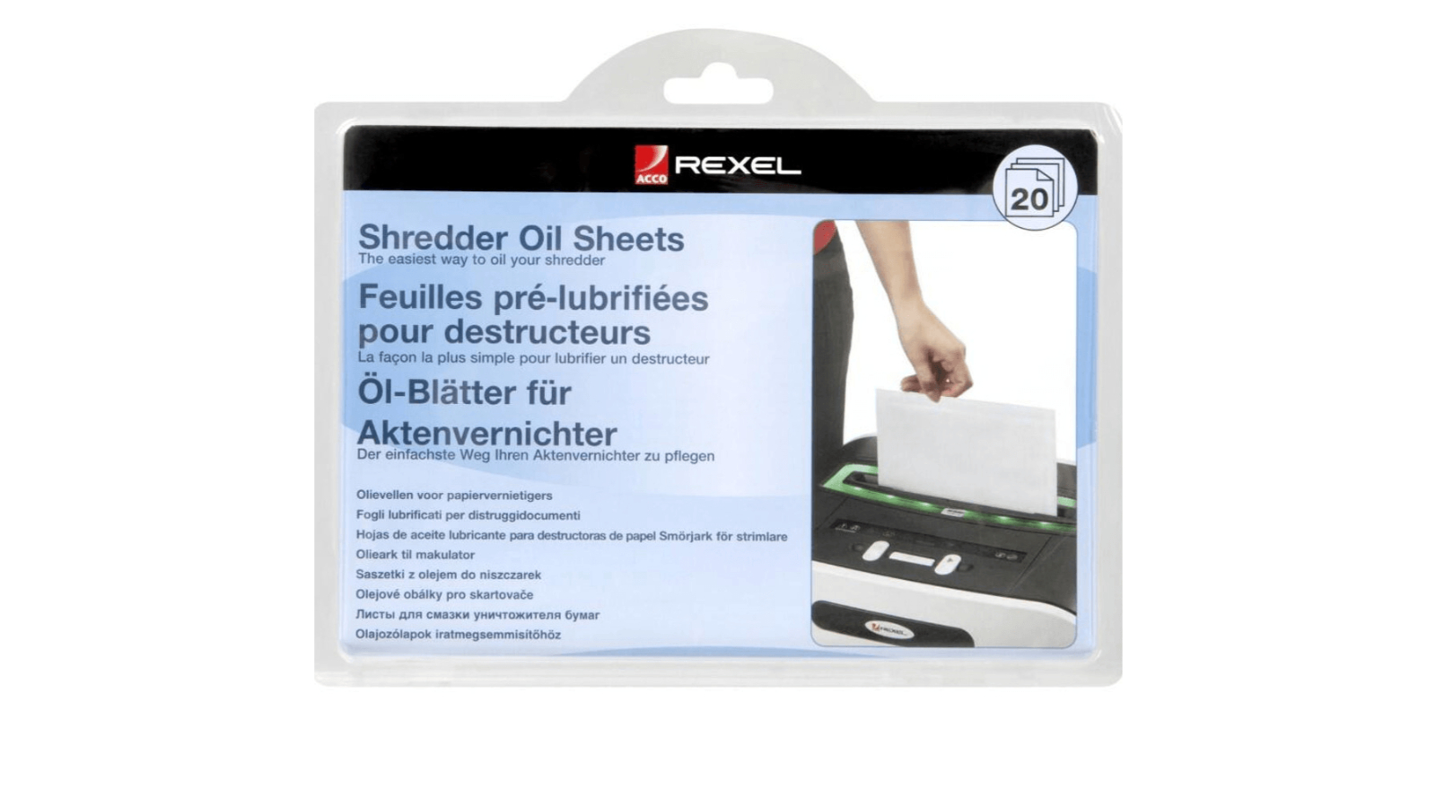 Rexel Pack of 20 Lubricating Shredder Oil Sheets
