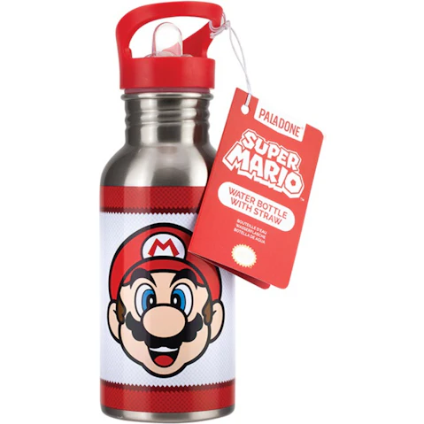 Nintendo 480ml Double Walled Super Mario Water Bottle with Straw