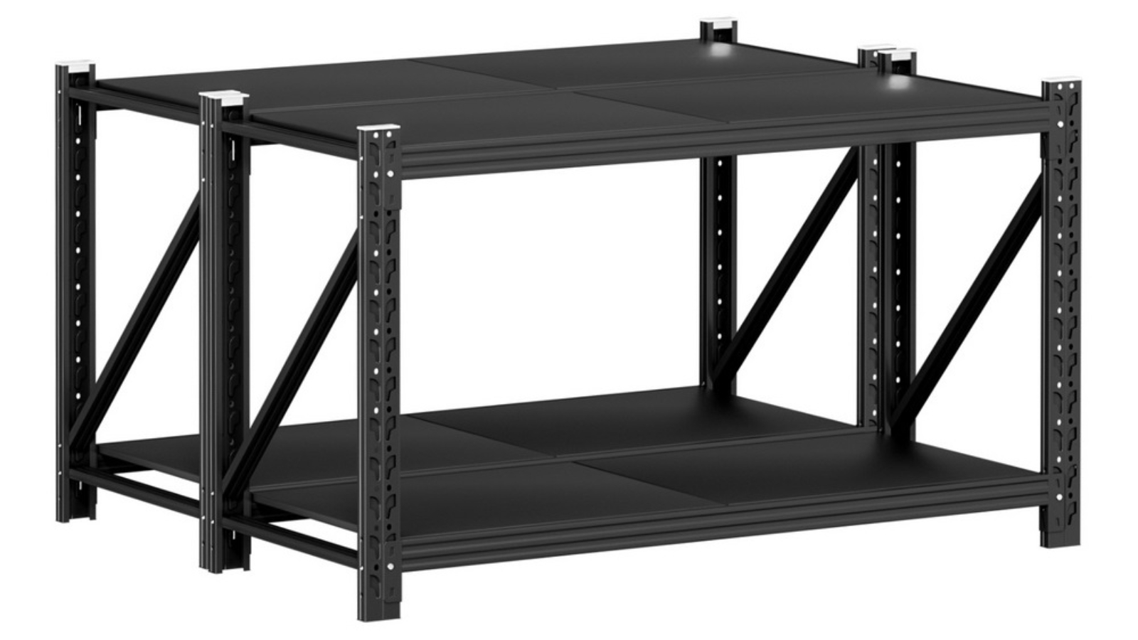 Giantz 2 Piece Garage Shelving Workbench Rack - Balck