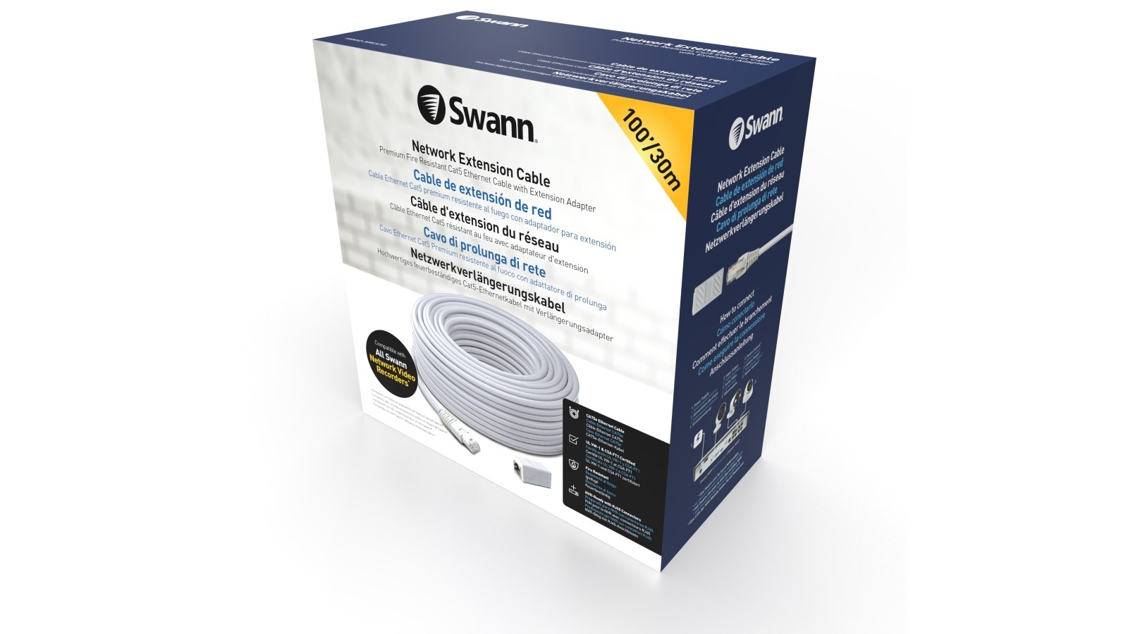 Swann 30m/100ft Cat5 Cable with Extension Adapter Harvey Norman