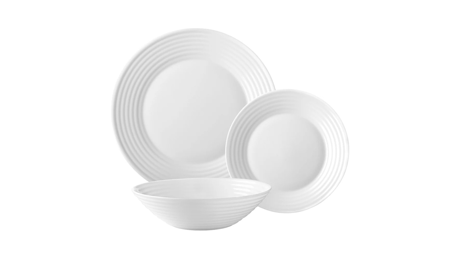 Wiltshire 12 Piece Pearl Ripple Glass Dinner Set - White