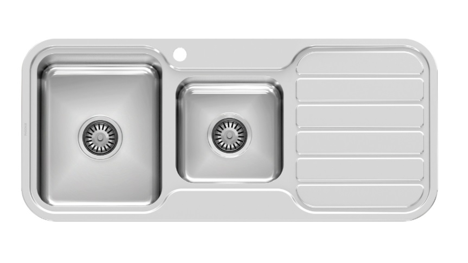 Phoenix 1000 Series 1 and 3/4 Left Hand Bowl Sink with Drainer and Taphole
