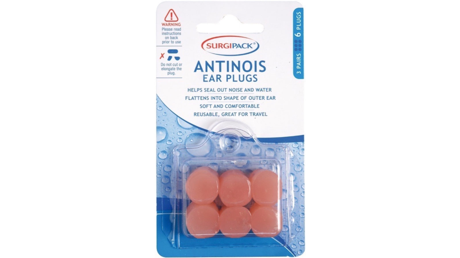 Surgipack 3 Pair 6244 Antinois Earplugs