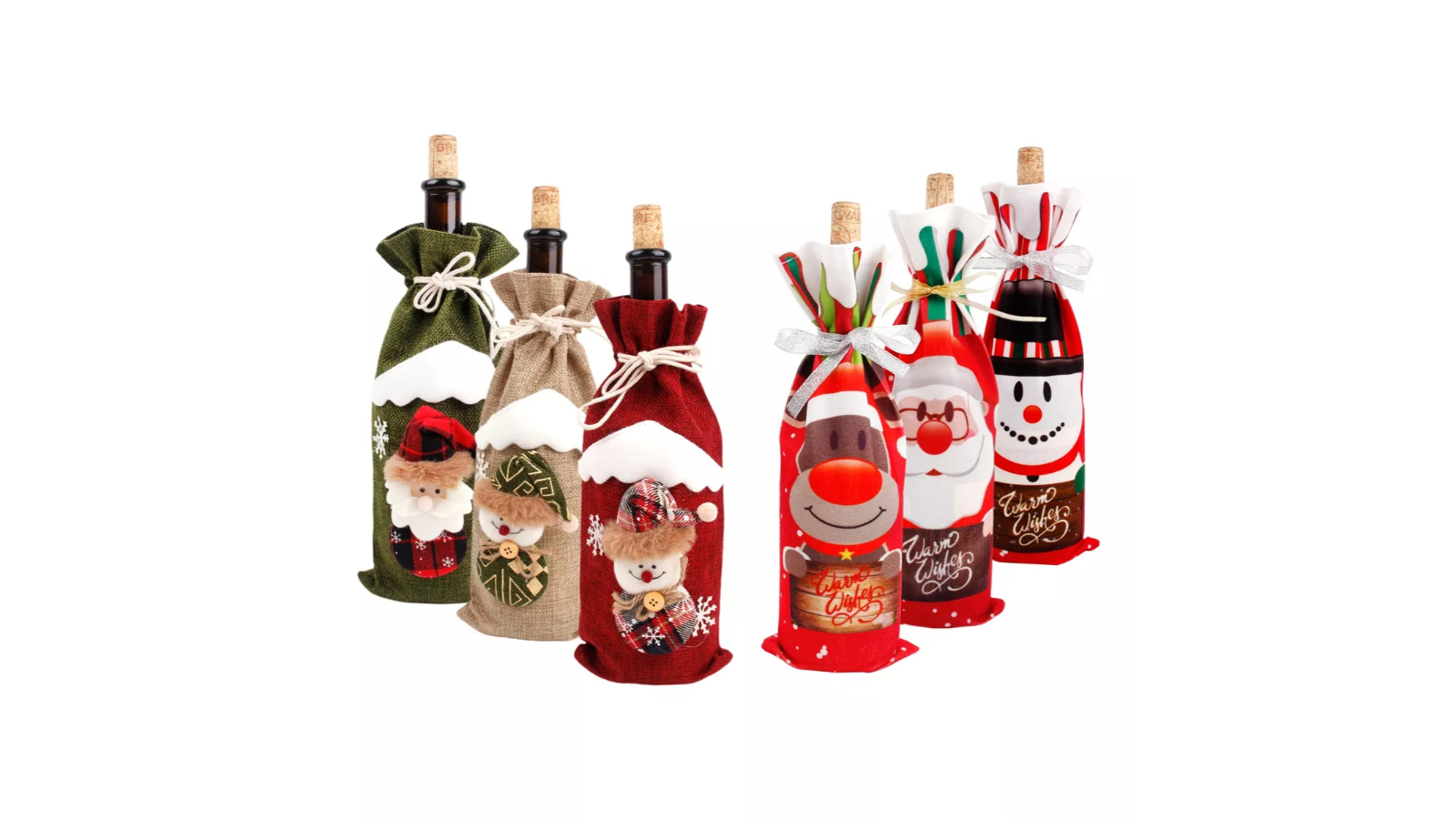 NNEOBA Flannel Merry Christmas Wine Bottle Decoration Cover