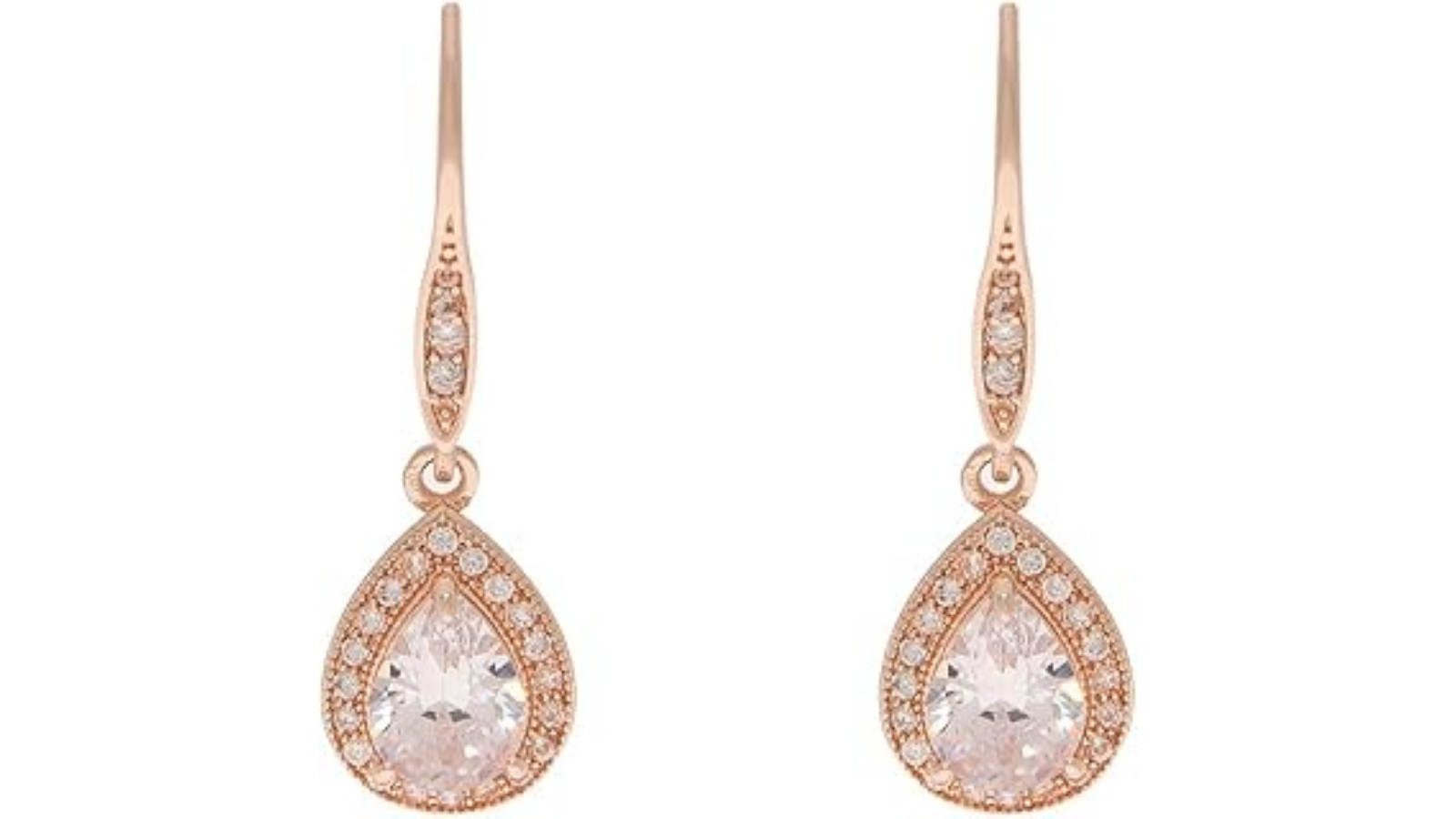 WS Jewellery Crystal Drop Earrings in Dark Topaz and Rose Gold