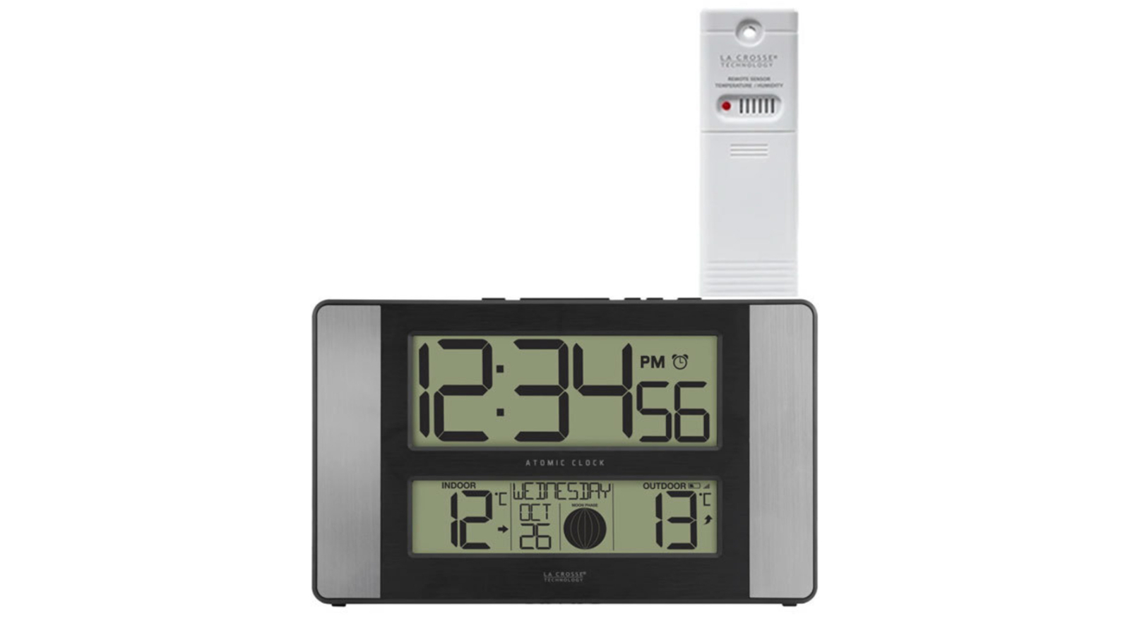 La Crosse 513-1417AL Moon Phase Wall Clock with Outdoor Temperature