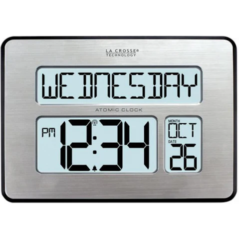 La Crosse 513-1419BLV4 Digital Back Light Wall Clock with Day Display