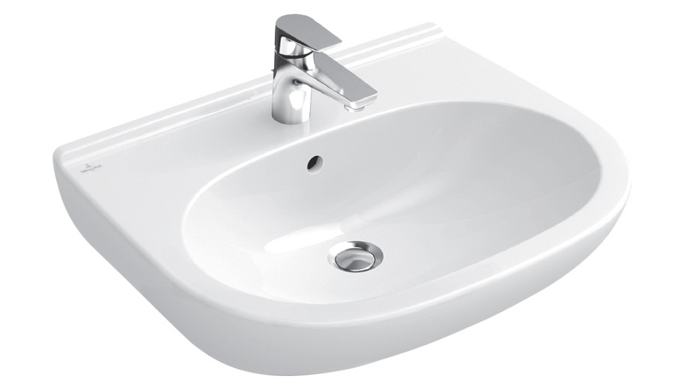 Villeroy & Boch O.Novo 550 Wall Basin with 1 Tap Hole & Pedestal - Alphine White