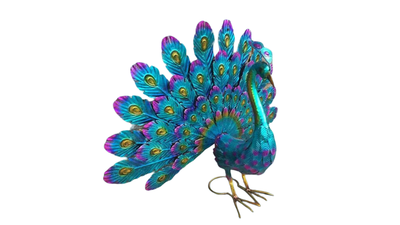 TM Exquisite Painted Peacock Garden Sculpture