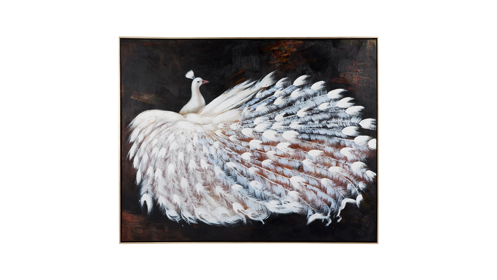Cafe Lighting & Living Le Grande Peacock Oil On Canvas Painting