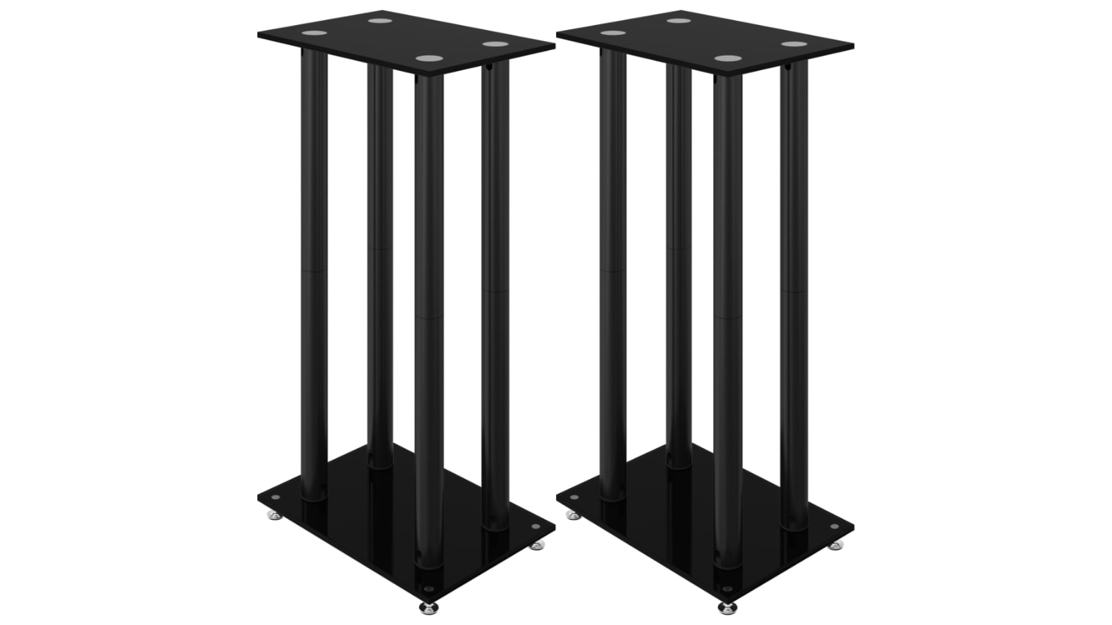 vidaXL Tempered Glass 2 Piece 4 Pillars Design Speaker Stand - Black