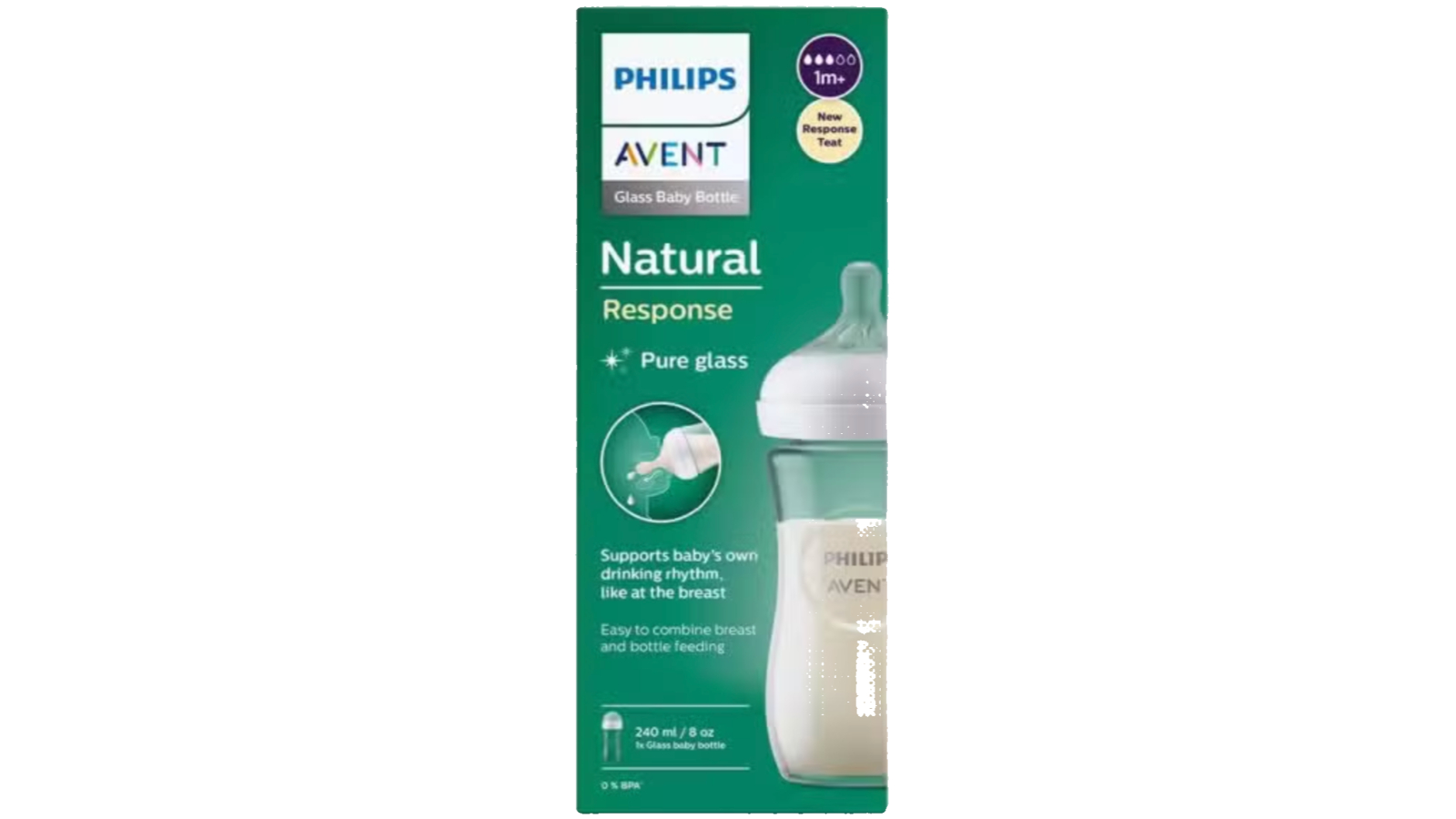 Philips Avent Natural Glass Response Bottle - 240ml