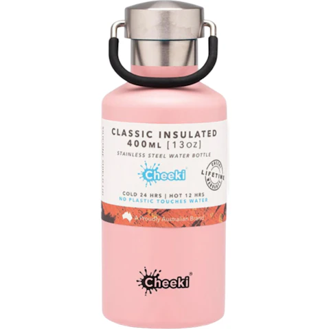 Cheeki 400ml Pink Stainless Steel Insulated Bottle