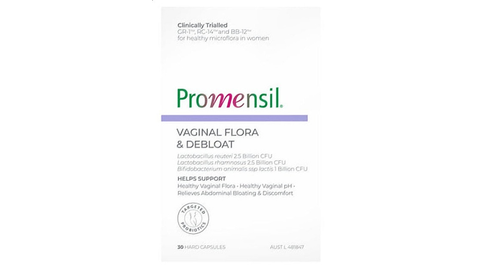 Promensil Vaginal Flora and Debloat 30 Capsule Supplement
