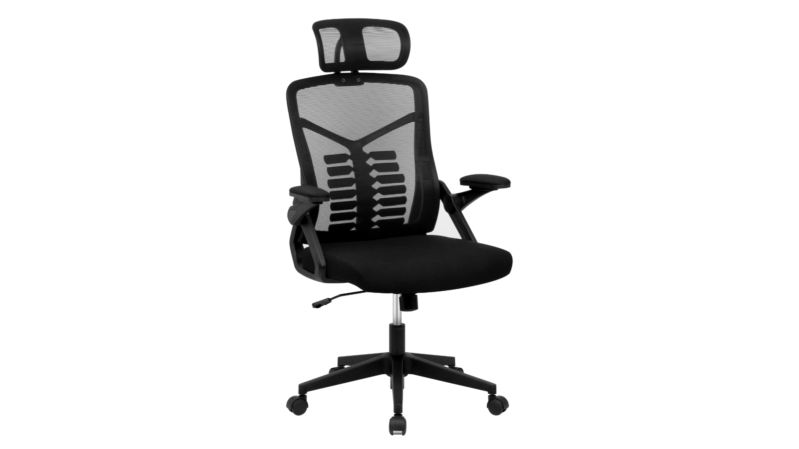 Advwin Adjustable Headrest and Flip-up Armrest Office Chair - Black