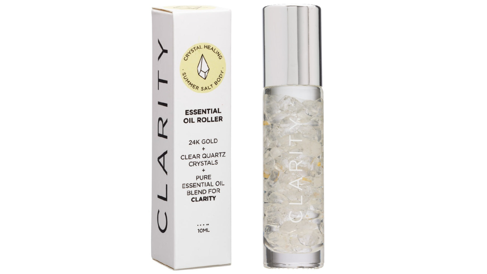 Summer Salt Body 10ml Roller 24K Gold Clarity Clear Quartz Essential Oil