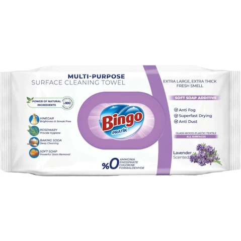 Bingo 96 Piece Surface Cleaning Wet Wipes Lavender