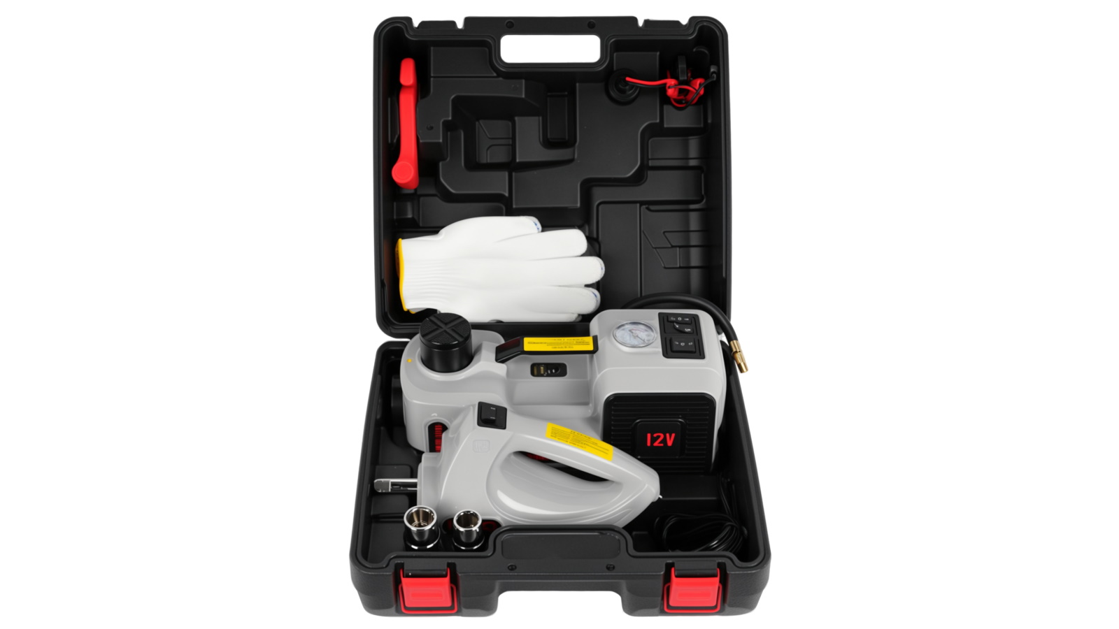 Advwin 5 Ton 12V 15-45cm Electric Car Jack with Electric Impact Wrench and Tire Inflator Pump