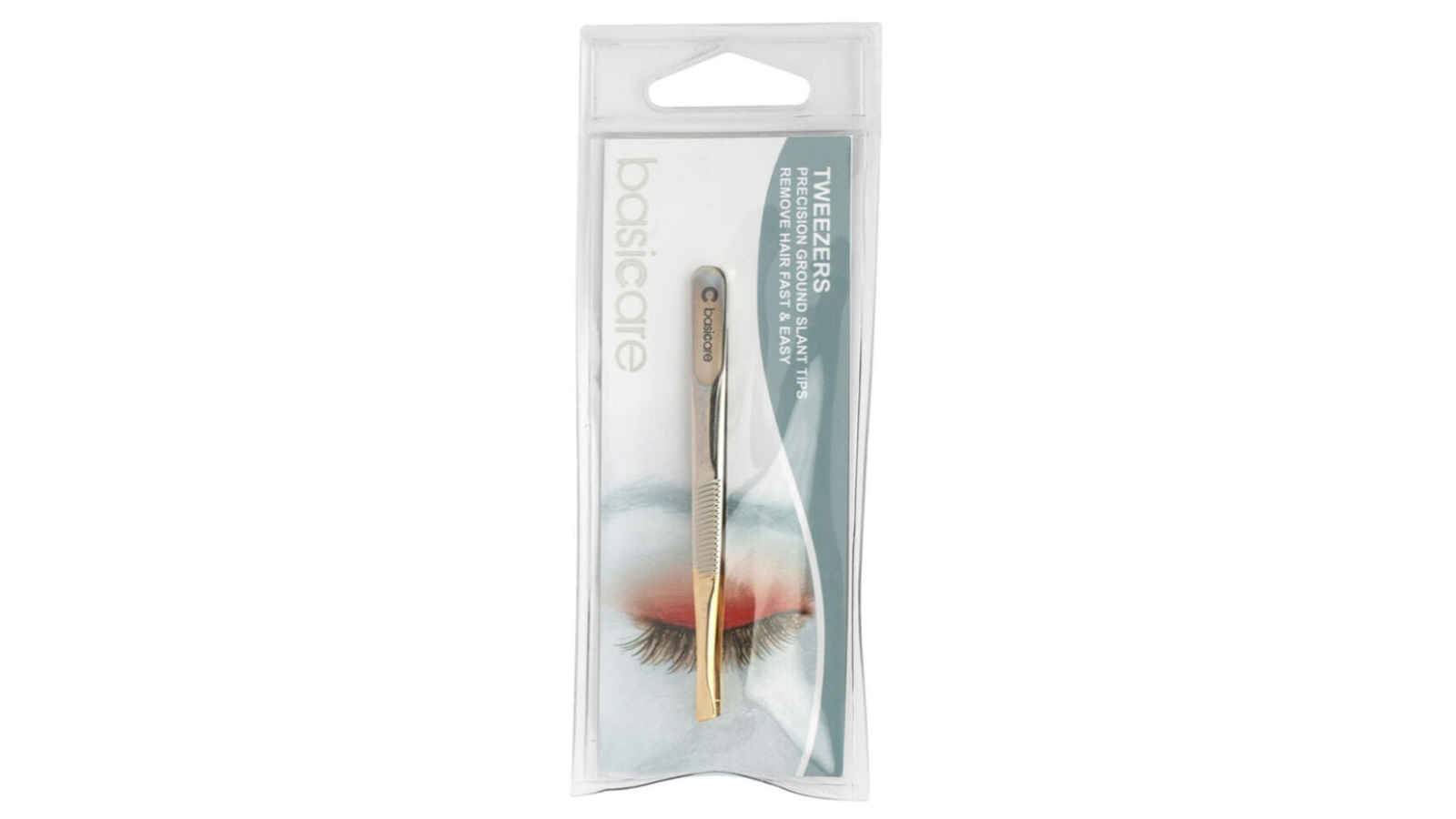 Basicare Stainless Steel Half Gold Slant Tip Tweezer