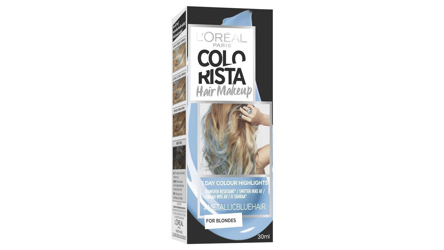 L'Oreal Colorista Hair Makeup Temporary Blonde Hair Colour - Metallic Blue