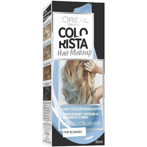 L'Oreal Colorista Hair Makeup Temporary Blonde Hair Colour - Metallic Blue