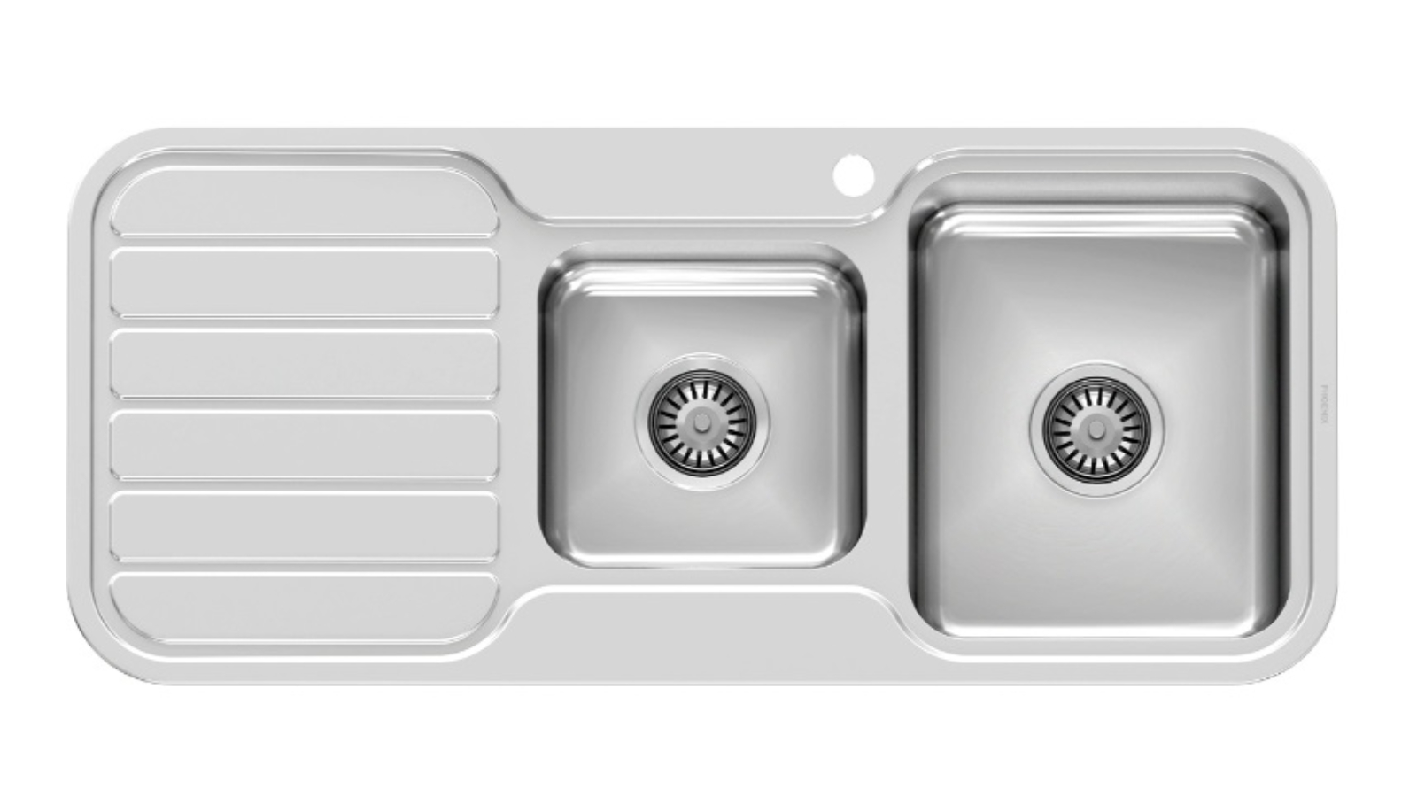 Phoenix 1000 Series 1 and 3/4 Right Hand Bowl Sink with Drainer and Taphole