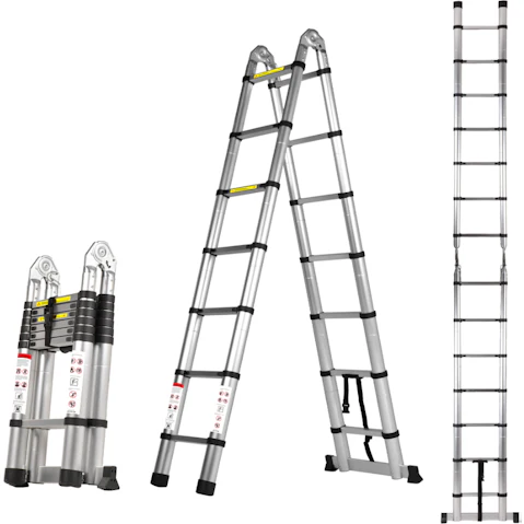 Advwin Multi-Purpose Telescopic Aluminum Extension A-Frame Ladder